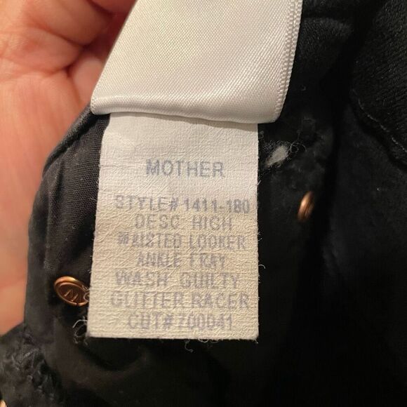 Mother Denim Womens Looker Ankle Fray Jeans 25 Black High Waisted Glitter Stripe - Picture 8 of 12